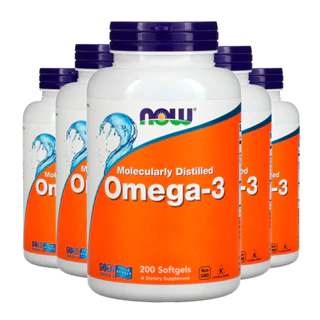 Kit 5x Ômega-3 Molecularmente Destilados Now Foods 200Softgels /Made in Usa