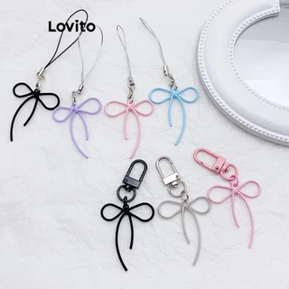 Lovito Acessórios de bolsa fofos com laço liso casual para mulheres LFA45119