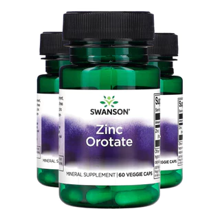 Kit 3x Orotato de Zinco 10mg Swanson 60 Cápsulas Importado /Made in Usa