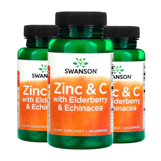 Kit 3x Zinco e Vitamina C Swanson 60 Pastilhas Importado /Made in Usa