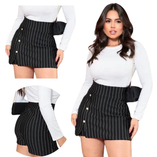 Short Saia Curto Listrado Elegante