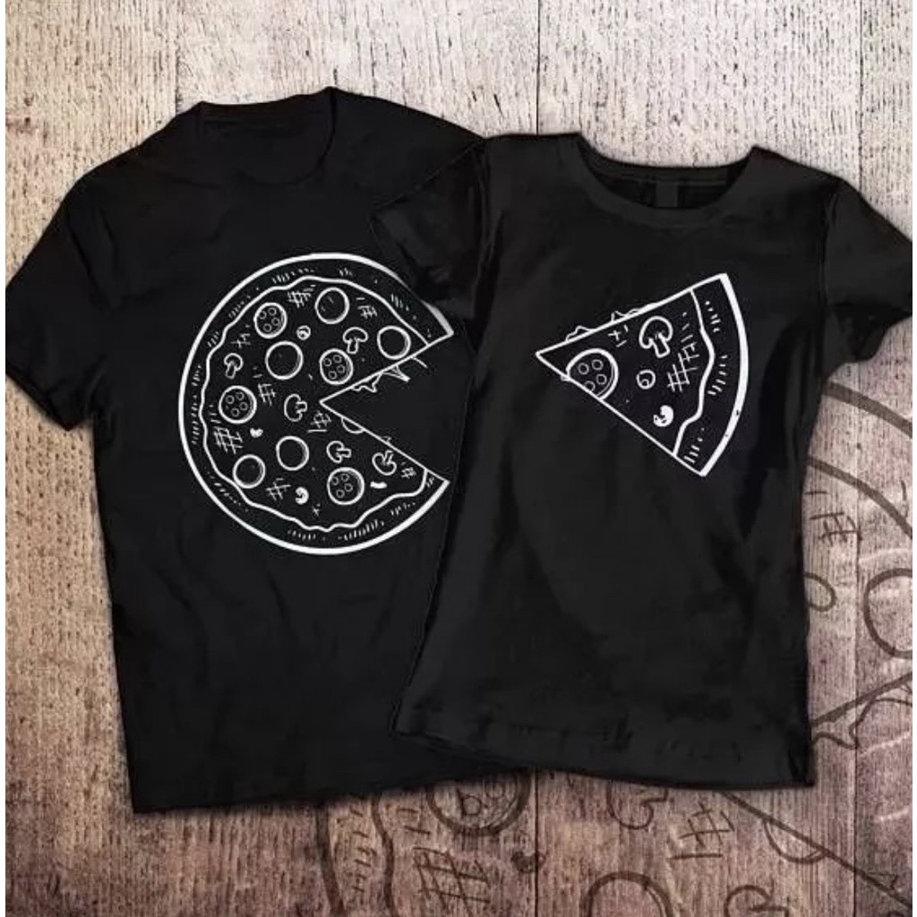 Kit Casal Camisetas Camiseta Namorados Amigas Pizza Metade