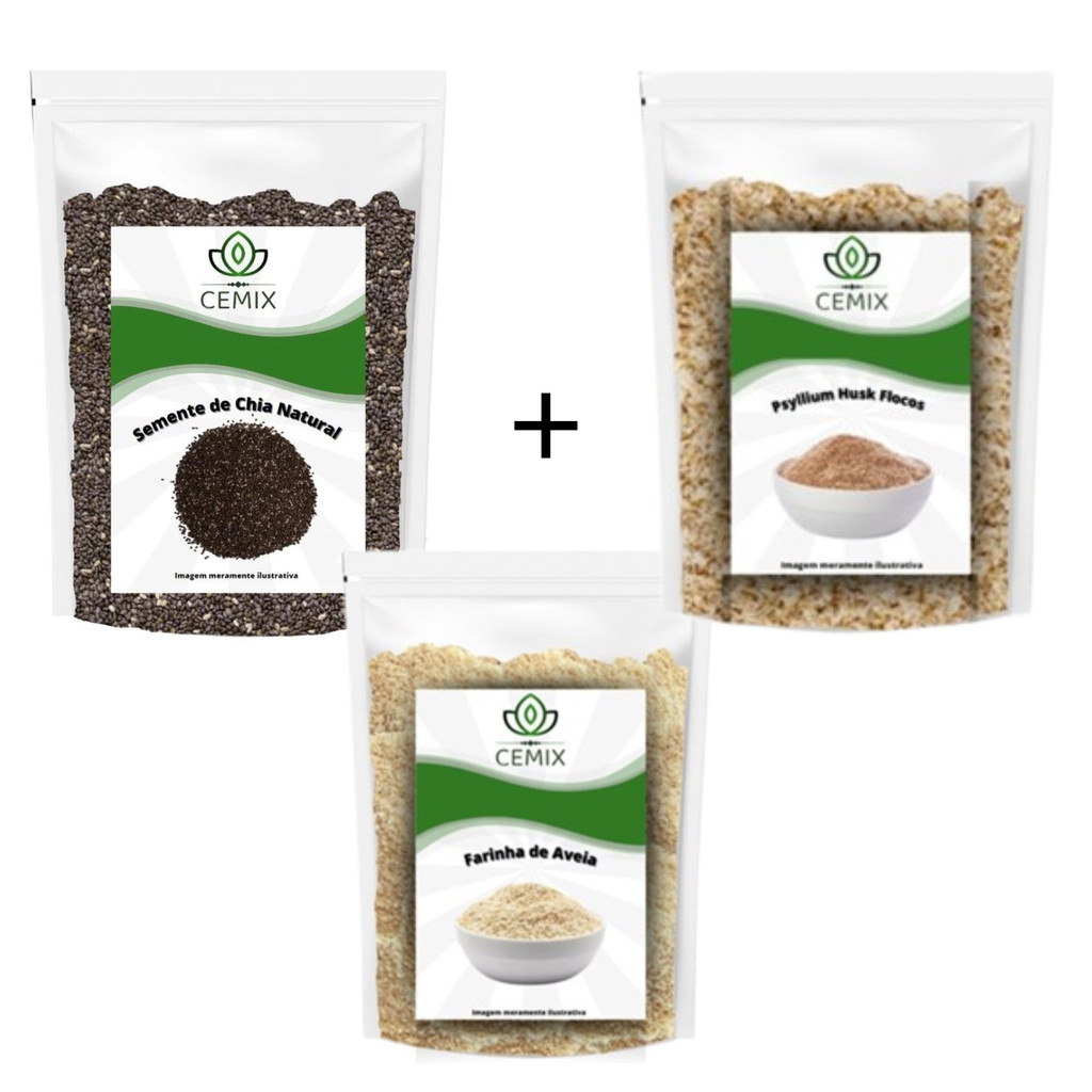 Kit Farinha solta intestino Cemix chia, aveia e psyllium 200g | Shopee ...