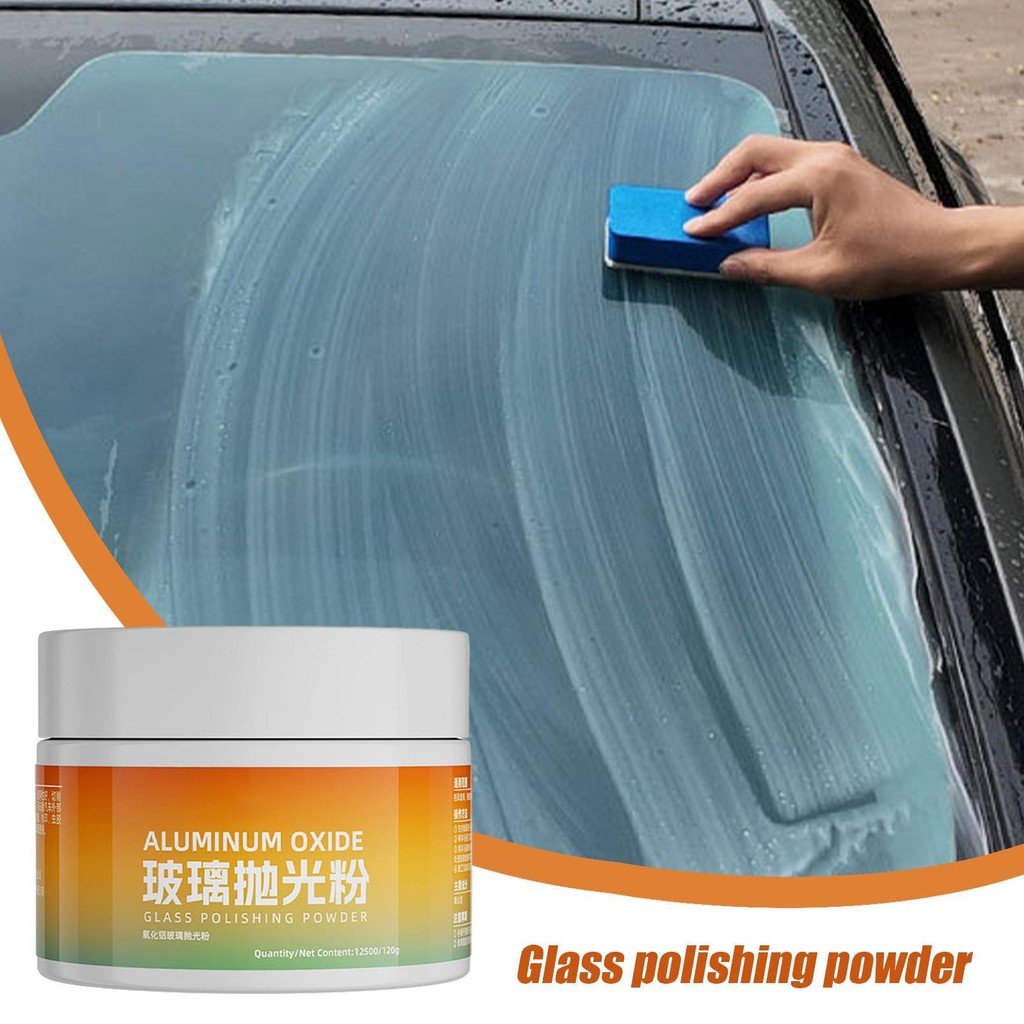 Pó De Polimento De Vidro 120g Para Janelas De Carro , Removedor De Arranhões , Solução De Ferramenta De Reparo Com Esponja , Limpeza teasobr