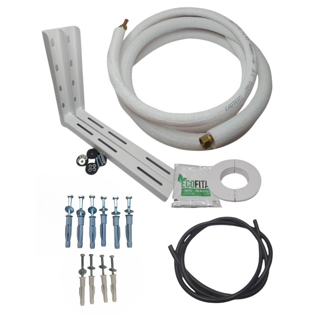 Kit 03 Instalação Ar Condicionado Split 7 A 12000btus 3 Metros COM KIT PARAFUSOS