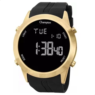 Relógio de Pulso Masculino Champion Digital Dourado Silicone A Prova D
