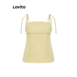 Lovito Elegante Top de alças simples com cadarço para mulheres L100MD501