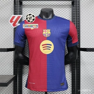 24 /25 B-A Home Jogador manga curta vermelho azul versão futebol camiseta