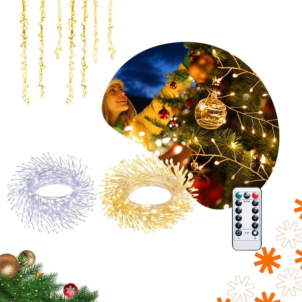 Enfeites de natal fio de fada árvore decoração natalina pisca pisca LED