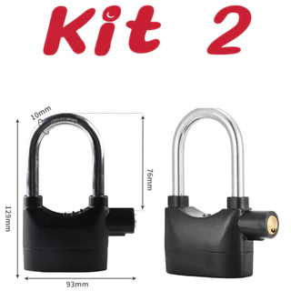 Kit 2 Cadeado antifurto para motocicleta com alarme sonoro Estilo longo fang