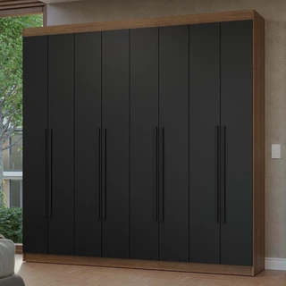 Guarda-Roupa Casal 8 Portas Batentes Rustic/Preto/Preto Netuno Madesa em Oferta na Shopee