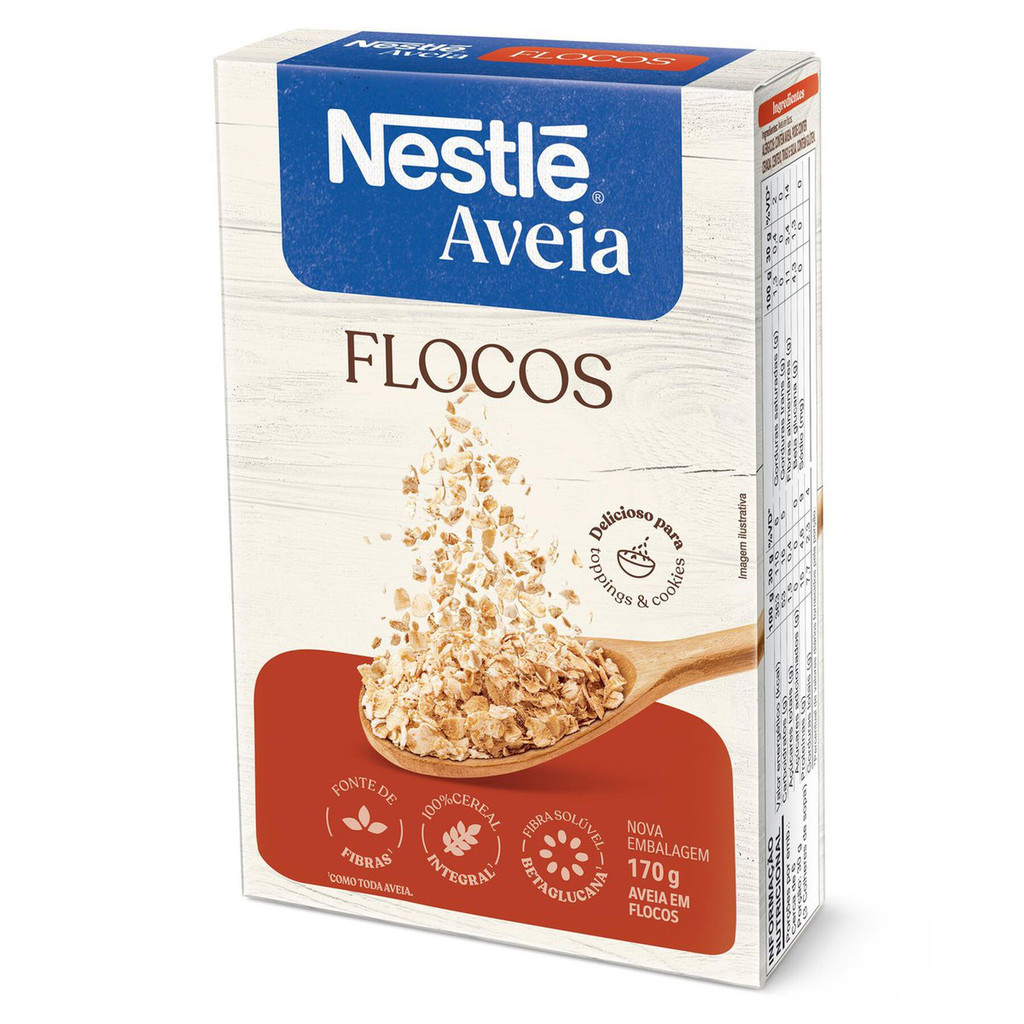 Kit C/ 2 Nestle Aveia em Flocos 100% integral 170g | Shopee Brasil