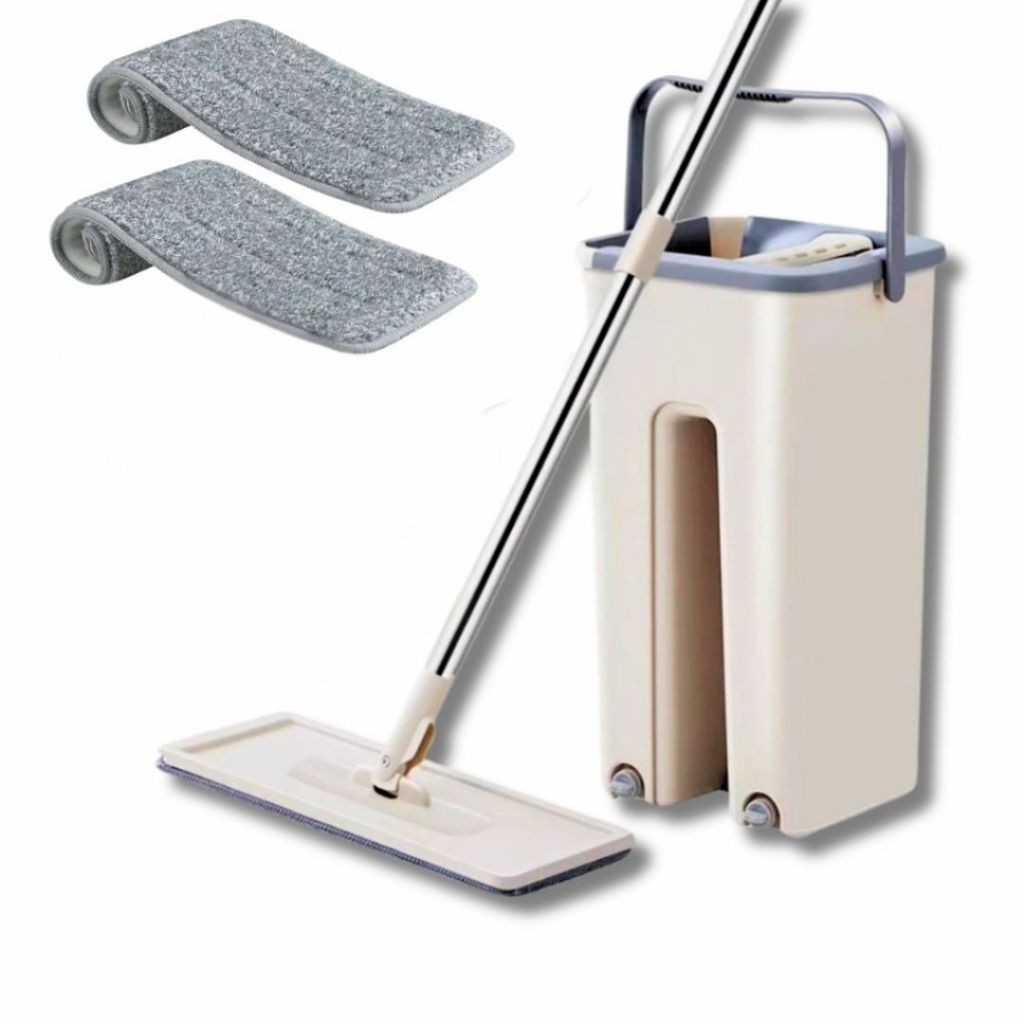 Mop Flat Quadrado Lava E Seca Com Balde e Refil de Microfibra Lava Seca ...