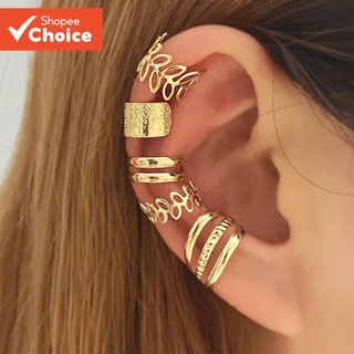 5pcsc Tipo Folha Oca Orelha Osso Clipe Moda Brincos Simples Joias em Oferta na Shopee