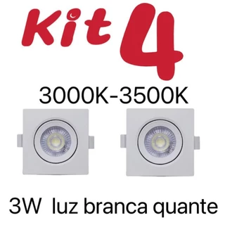 Kit 4 Direta LED 3W Concentrada Encastrada Quadrada Luz Branca Quente em Oferta na Shopee