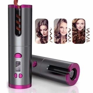 Modelador de cabelo automático sem fio com bateria recarregável de cerâmica embutida marisa em Oferta na Shopee