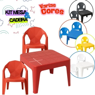 Conjunto Mesinha Infantil Plástica + 2 Cadeirinha Poltrona Com Braço Diamond