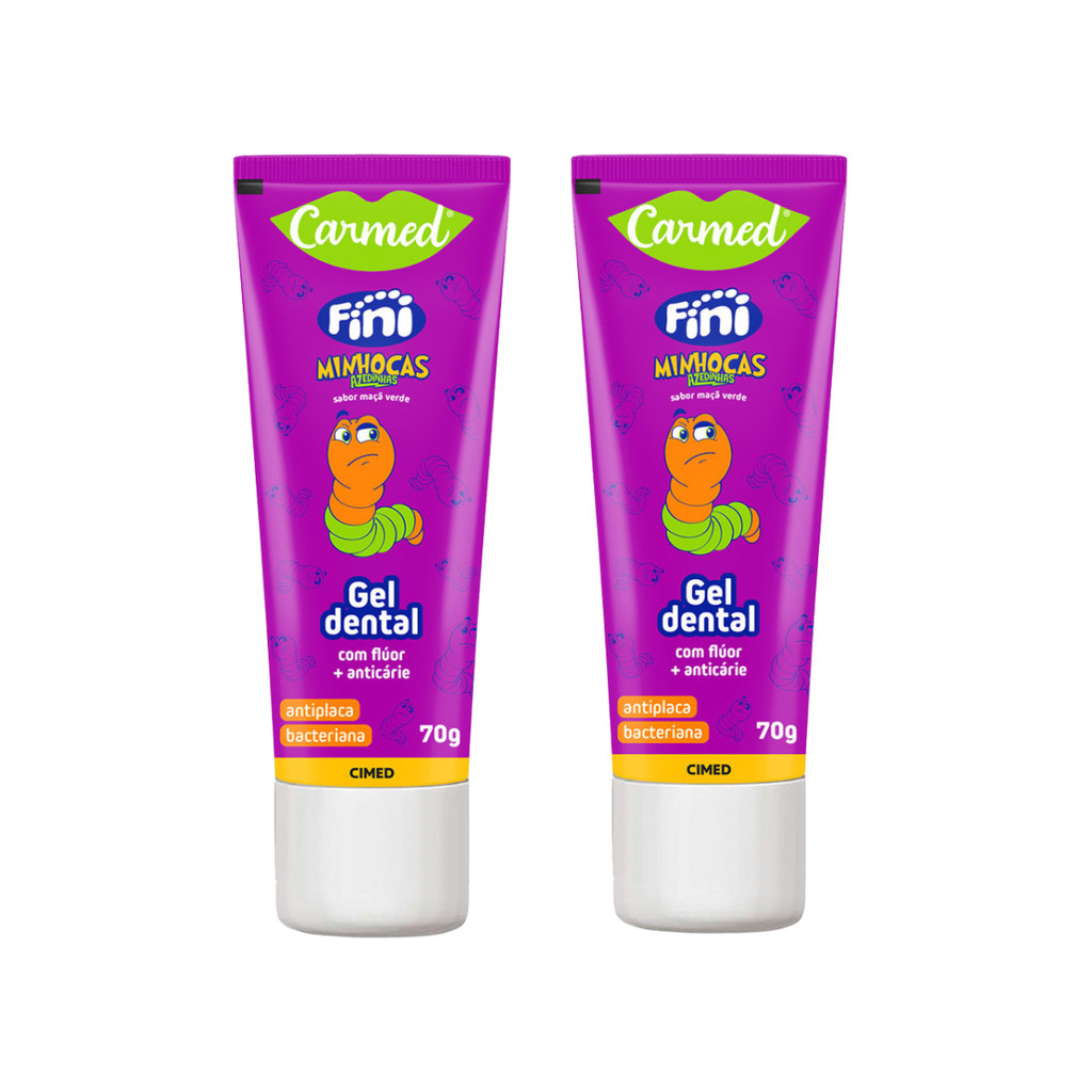 Kit 2 Pastas de Dente Gel Carmed Fini Minhocas 70g | Shopee Brasil