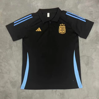 POLO Argentina Jersey 24-25 Camisa Preta De Futebol Fãs Edição S-XXL