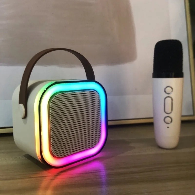 Alto-falante Bluetooth Karaoke com Microfone, Luzes LED e Diversão para Toda a Família