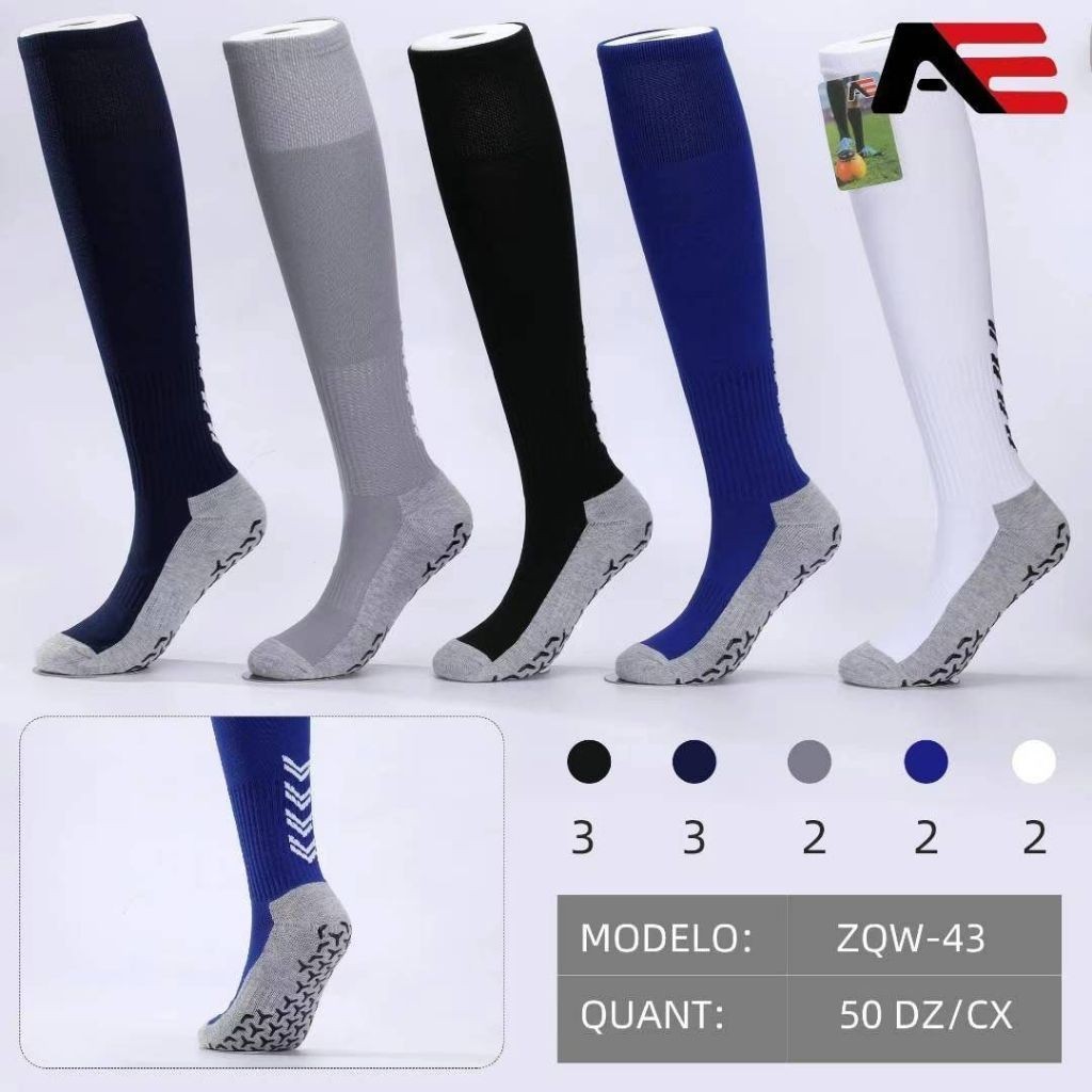 kit 3 Meião de Futebol Esportivo Antiderrapante Soccer MDL10 seta para baixo