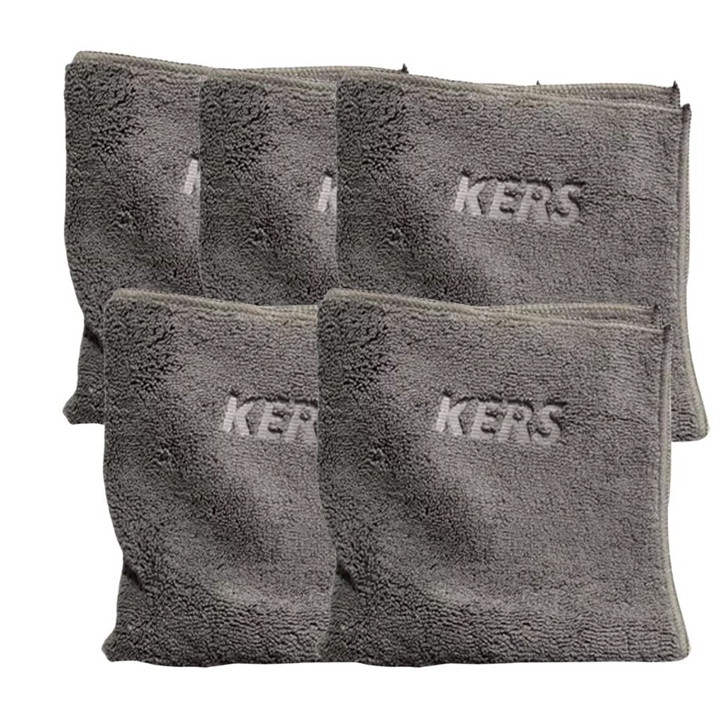 KIT 5 Toalhas Microfibra DUAL LOOP Kers Cinza 360GSM 40x40cm