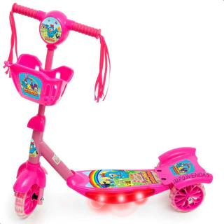 Patinete Musical Frozen Três Rodas Infantil Crianças 5 Anos Cor Rosa Galinha Pintadinha - Rosa TOP