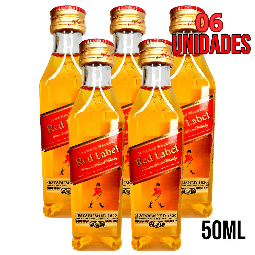 Kit 06 Mini Whisky Johnnie Walker Red Label 50ml | Shopee Brasil