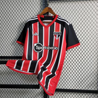 23-24 S-2XL Camisa De Futebol São Paulo Masculino Preto Vermelho Longe