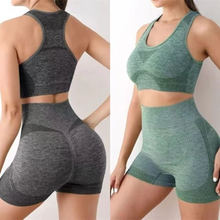 Conjuntos Academia Fitness Feminino Leggings 1 Top Bra 1 Shorts Levanta Bumbum