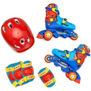 Patins Patrulha Canina 3 Rodas Com Acessórios De Segurança F00031 - Fun
