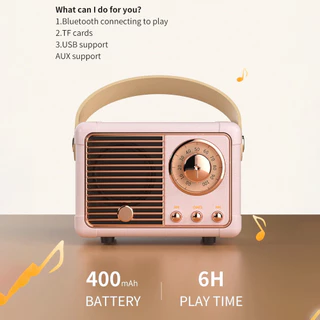 Aziqz HM11 Retro Bluetooth Speaker Mini Portátil Baixo Sem Fio Receptor De Som Pequeno Subwoofer Criativo Presente