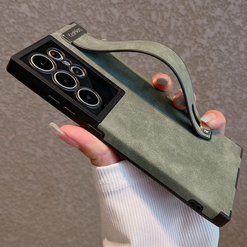 Capa De Couro De Camurça De Luxo Para O Pulso Samsung Galaxy S24 S23 Ultra S22 Shockproof Silicone Protection