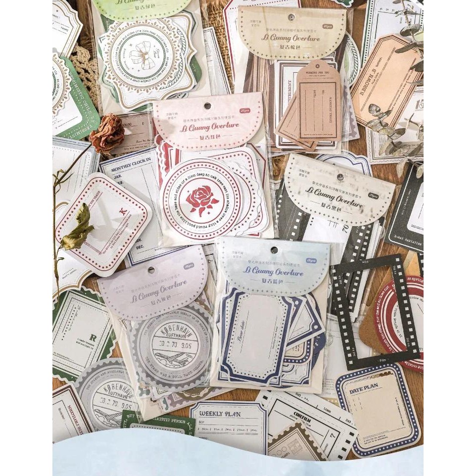 JIANWU Dawn Overture Series Vintage Border Label Relief Material ...