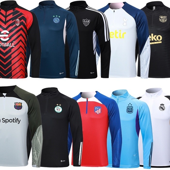 Futebol Treinamento Manga Longa Metade Zíper Manga Longa Boca com Polegar Boca Padrão Colorido Locking Jacket ZD0M