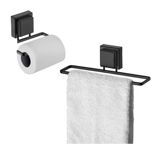 Kit Suporte Lavabo Banheiro Preto Porta Toalha Rosto E Papeleira Conjunto Completo em Oferta na Shopee