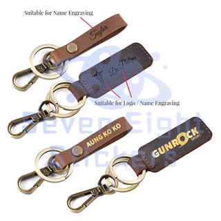 Chaveiro De Couro Personalizado Genuíno Ouro | Nome Engrave Keychain Presente