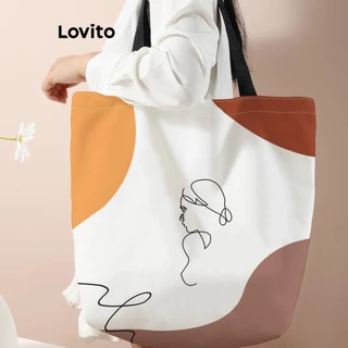 Lovito Bolsa quadrada casual lisa de grande capacidade para mulheres LFA45354