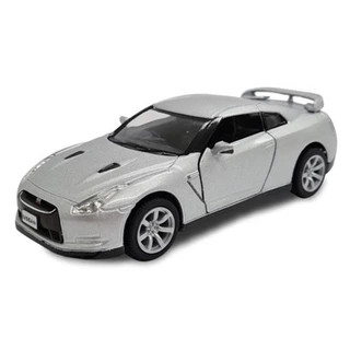 Miniatura Nissan GT-R R35 2009 Kinsmart 1/36 Metal e Fricção Prata