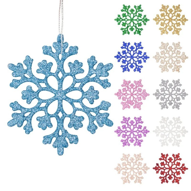 12Pcs Flocos De Neve De Natal Árvore Pendurada Ornamento Festa Falsos Inverno 2025 Navidad Decoração De Ano Novo