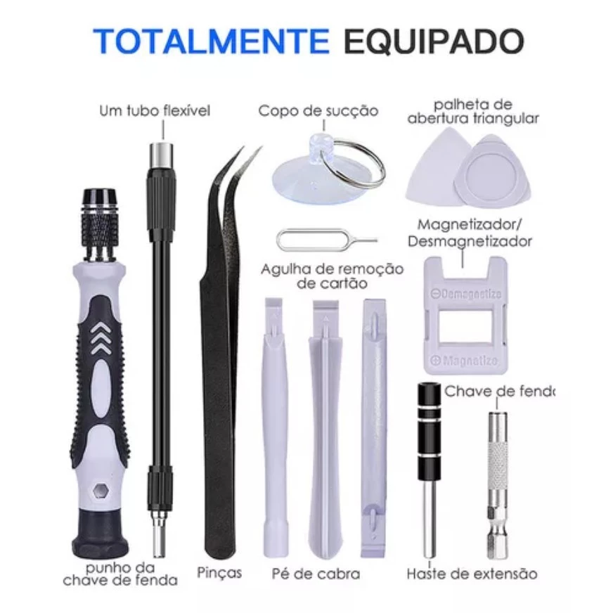 Kit Ferramentas 115 Peças Jogo Mini Chaves Precisão Multiuso Celular Notebook Tablet