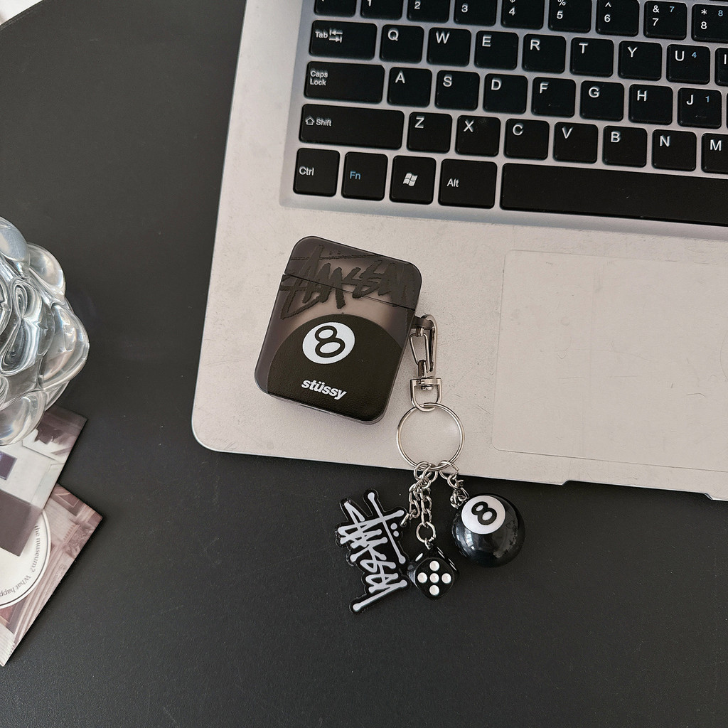 STUSSY Quadrado Com Chaveiro Caso De Proteção Do Fone De Ouvido