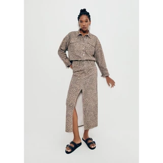 Saia Longa De Sarja Animal Print Hering + Livia