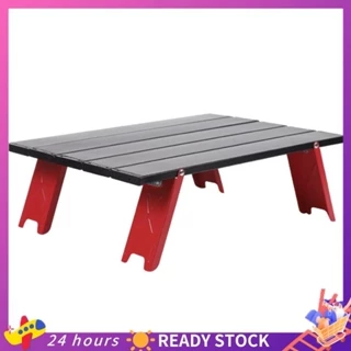 Mini Mesa Dobrável Ao Ar Livre Churrasco Acampamento Cama Doméstica De Computador De Alumínio , Preto Vermelho