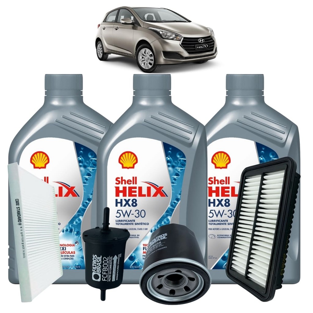 Kit Revisão Troca Óleo Shell + Filtros Hb20 1.0 3 Cilindros 2012 Até ...