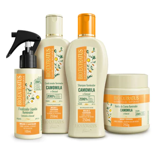 Kit Camomila Shampoo, Condicionador e Banho de Creme 250mL e Finalizador 100mL Bio Extratus
