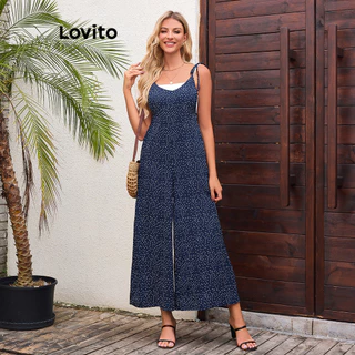 Lovito Macacão romântico Ditsy floral com bolso frontal para mulheres LBL16277