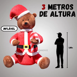 Urso Noel Inflável 3 Metros Bivolt