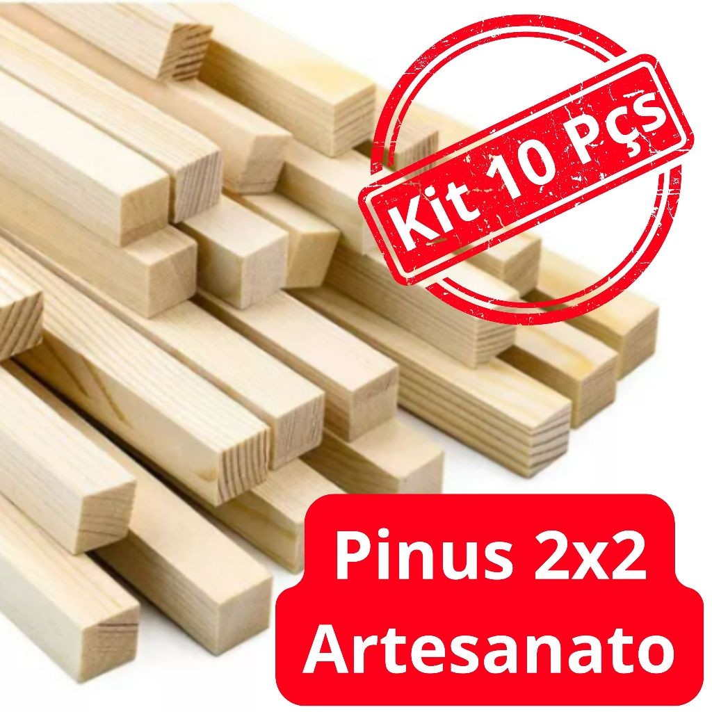 Ripa de Madeira Pinus 2x2cm para Artesanato Pacote com 10 UNIDADES