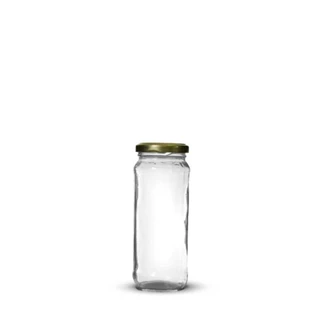 15 Pote de Vidro AZ 200 Alto 355 ml Com Tampas Douradas